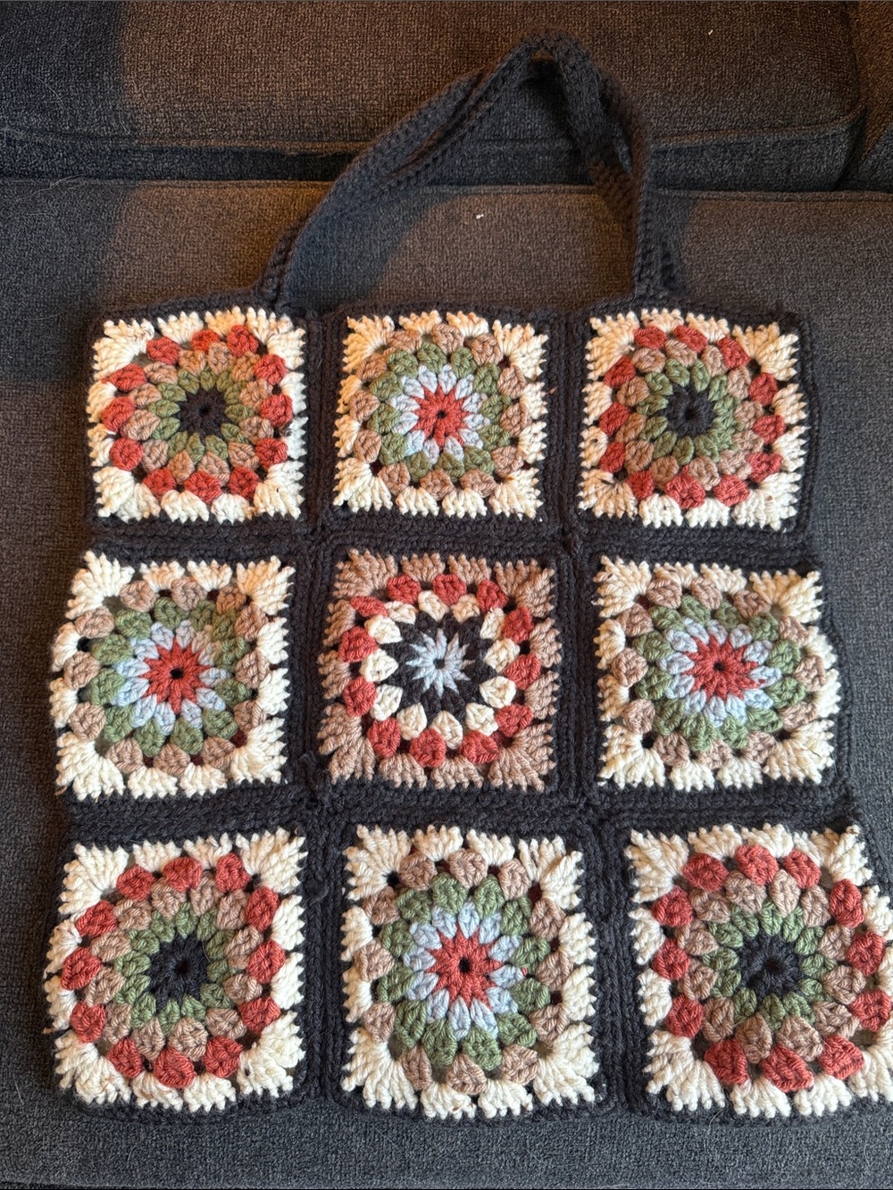 Handcrafted Crochet Granny Square Tote Bag in Multicolor